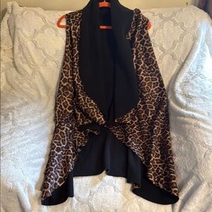 Black and Brown Leopard Print Shrug with Waterfall Design